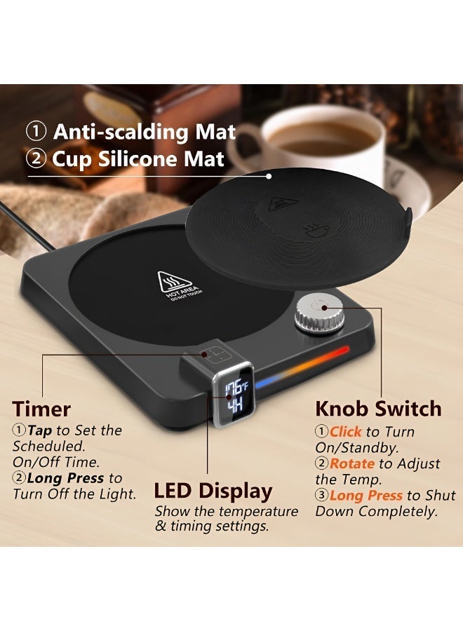 ValueHut Electric Coffee Cup Warmer with 9 Temperature Levels, LED Ambient Light, Digital Display & Timer – Smart Mug Heater for Desk, Office & Home - Image 5